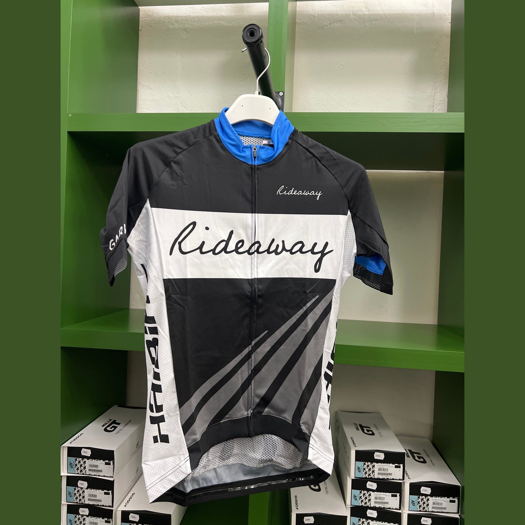 Kortärmad Cykeltröja Rideaway/Garmin/Haibike svart/vit/blå