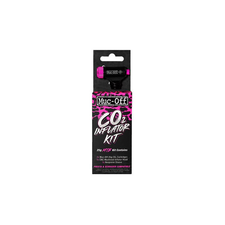 MUC-OFF CO2 pump Road Inflator Kit Presta/Schrader, Contains 2x16g CO2